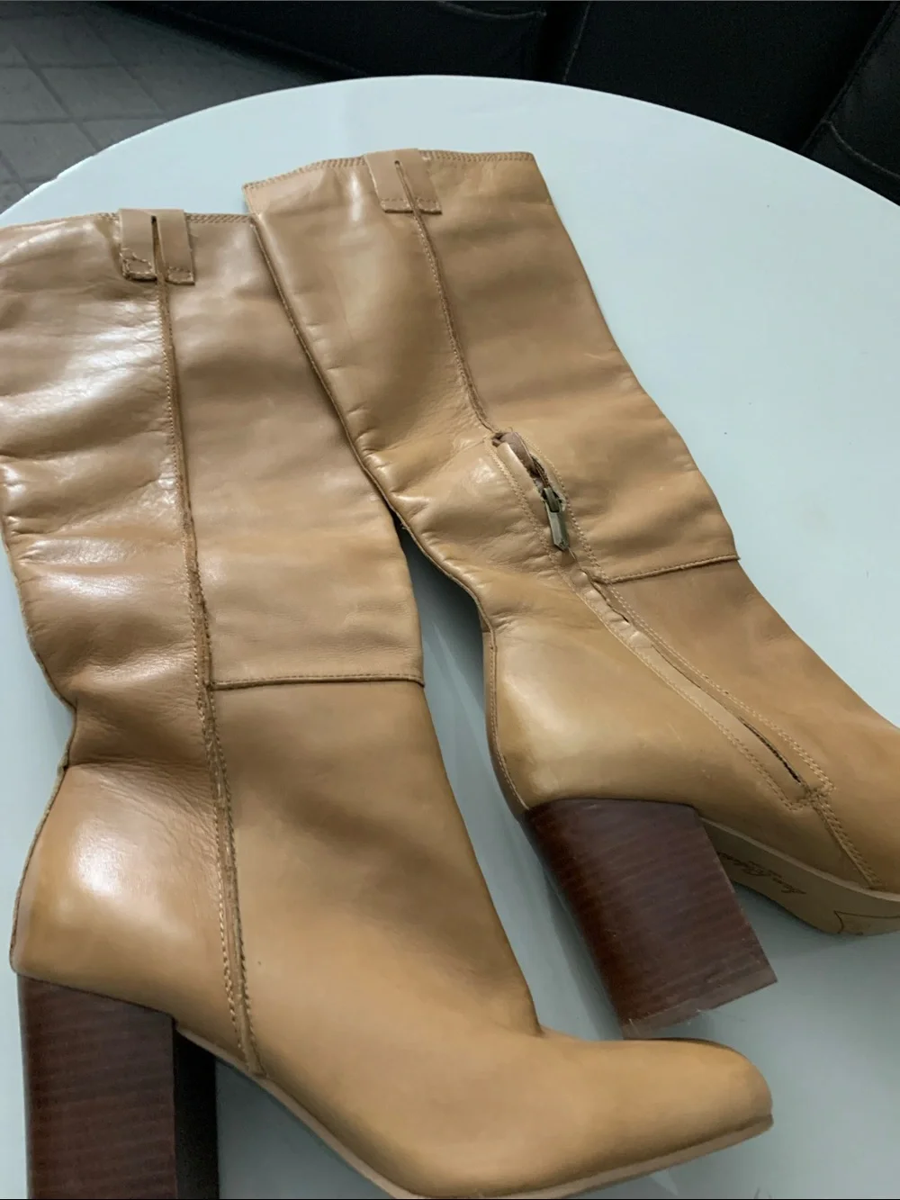 Sam Edelman Over-the-Knee Leather Boots in Tan